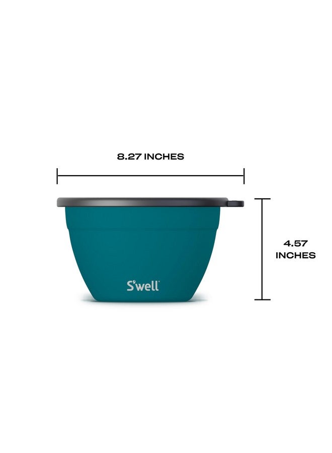 S'well S'well Stainless Steel Salad Bowl Kit 64oz, Peacock Blue, Comes with 2oz Mini Canister and Removable Tray for Organization, Leakproof, Easy to Clean, Dishwasher Safe  - Image 4
