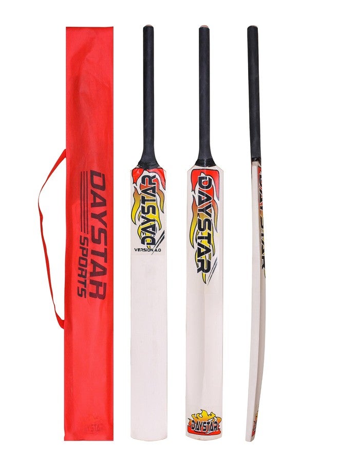 DAYSTAR Wooden Poplar Willow Cricket Bat (6 NO) with Cover & Tenis Ball for Boys (5 no) - Image 3