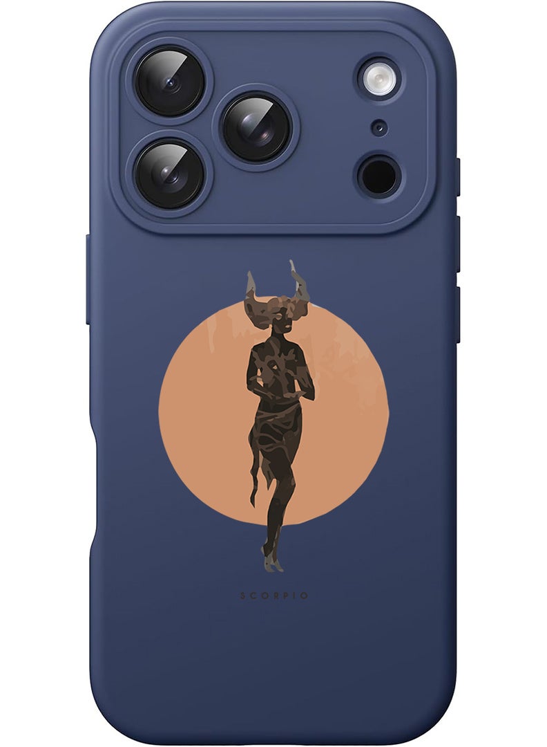 Theodor Protective Slim Fit Case Liquid Silicone Cover with Full Body Protection Anti-Scratch Shockproof Case For Apple iPhone 17 Pro Max (Blue) Scorpio - Image 1