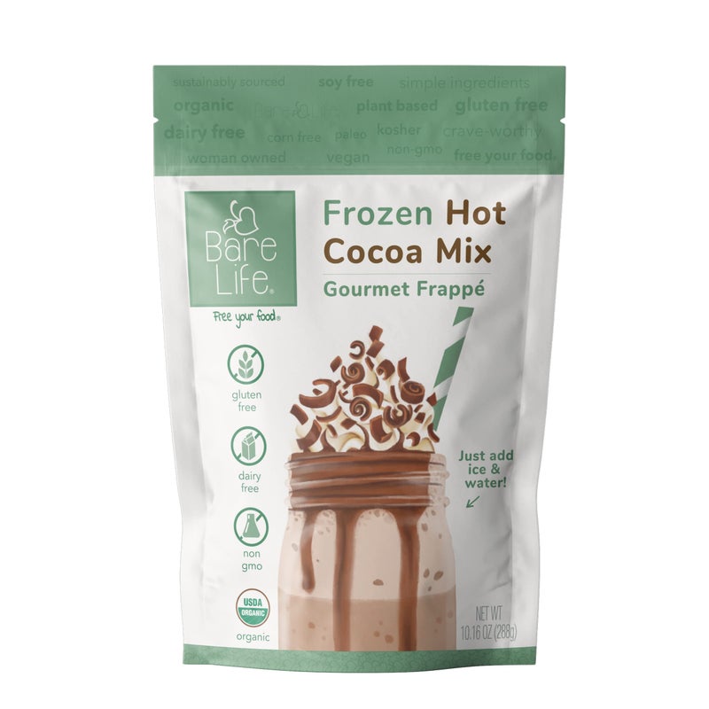 Bare Life: Dairy Free Frozen Hot Cocoa | Blended Premium Frappe Iced Hot Chocolate Smoothie | Vegan, Organic, Gluten Free, Paleo, Lactose Free, Soy Free | 10.16 oz - Image 1