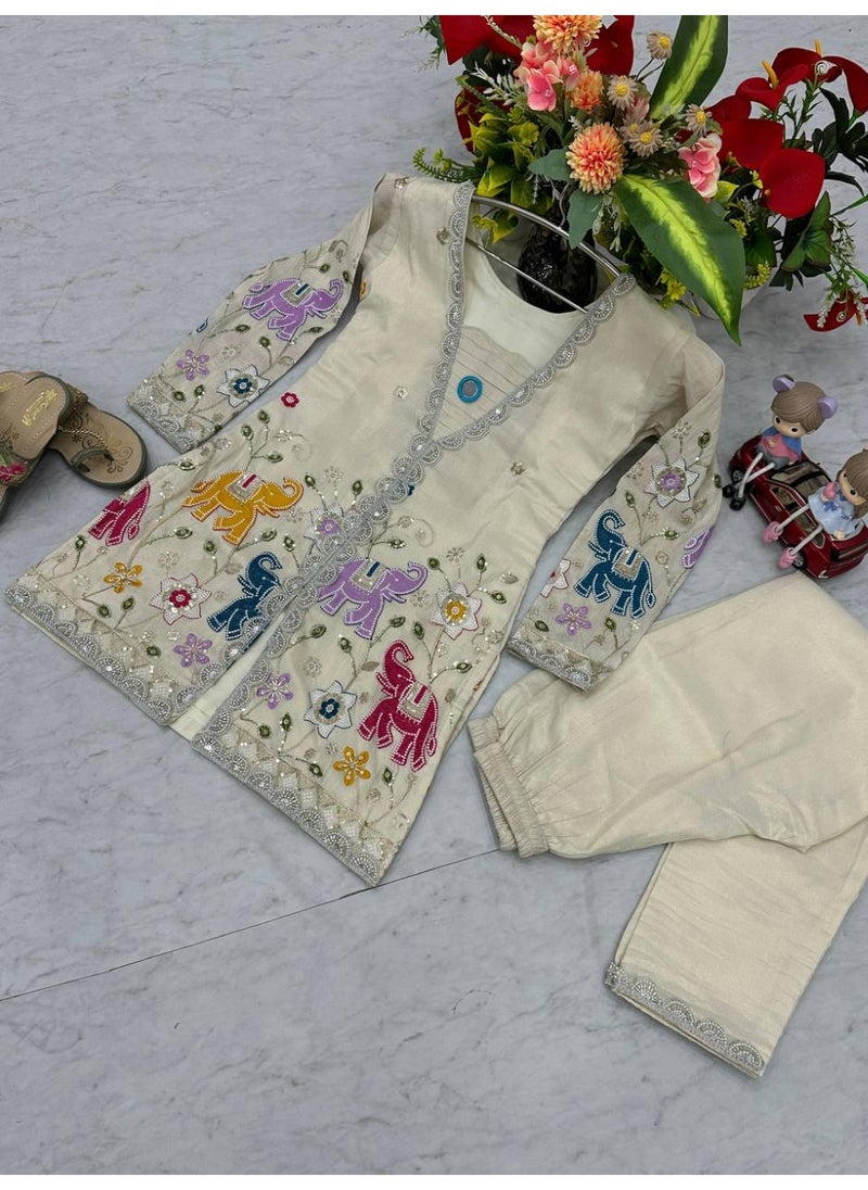 Super Asian “Gilded Grace – Designer Tissue SimmerSilk Embroidered Cord Set (Top & Pant)”  - Image 4