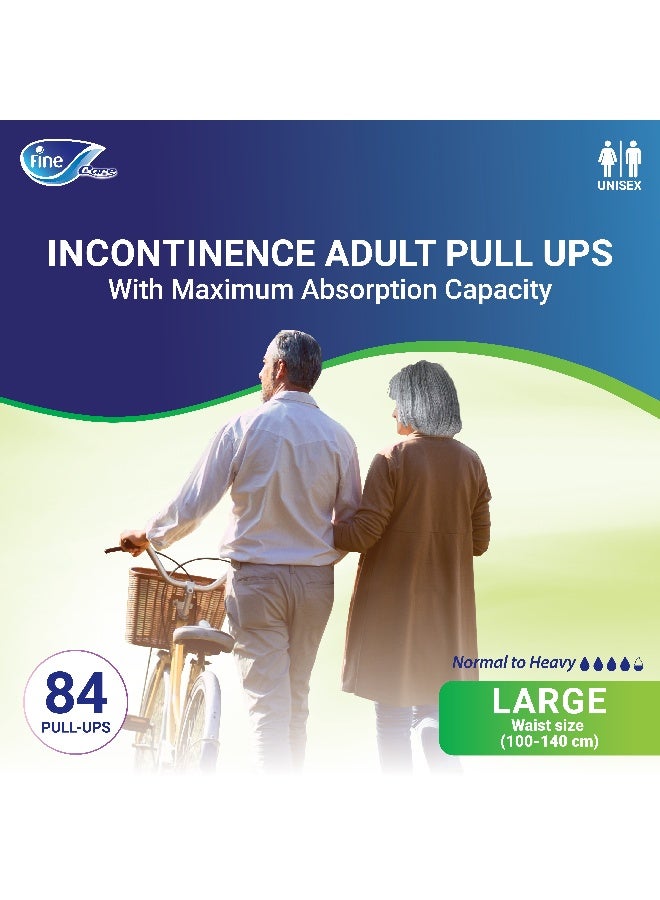 Fine Care Care Adult Incontinence Diaper  Pullups Large Size 100 140Cm 84 Diapers - Image 2