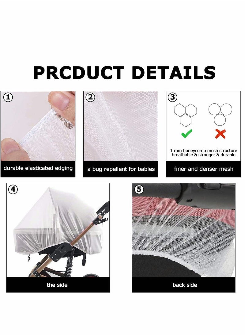 Generic - Mosquito Net for Pushchair, Insect Net Pram Net Bug Net Protection Cover Machine Washable Elastic and Breathable - for Pushchairs Pram Buggy Carrycot Fits Crib bassinet (White - 3 Pack) - Image 1