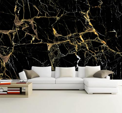 WFBHUA Black Golden Marble Wallpaper Abstract Stone Texture Wall Mural Living Room Bedroom Office Not Peel and Stick - Image 3