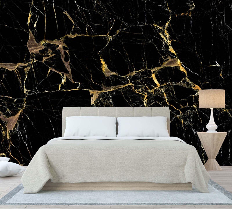 WFBHUA Black Golden Marble Wallpaper Abstract Stone Texture Wall Mural Living Room Bedroom Office Not Peel and Stick - Image 2