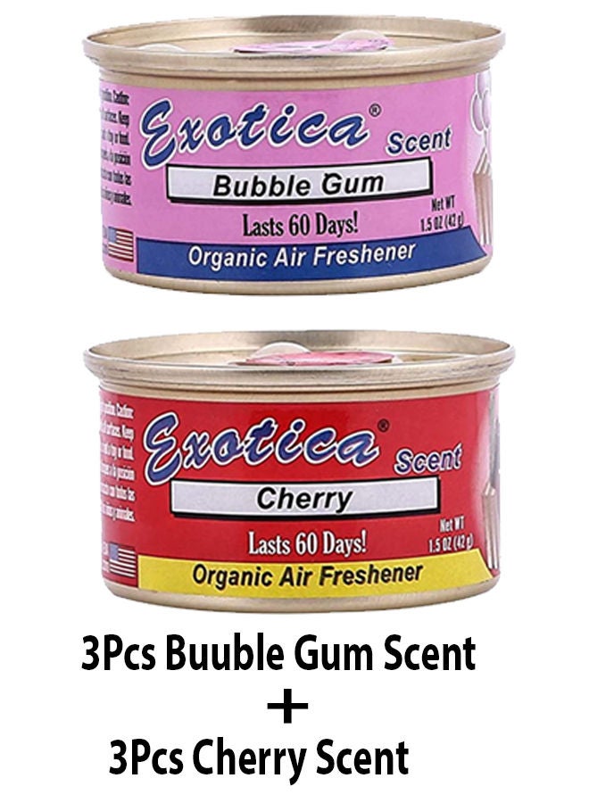 EXOTICA Organic Air Freshener Value Pack 6 pcs, Bubble Gum Scent-3 and Cherry Scent-3 - Image 2