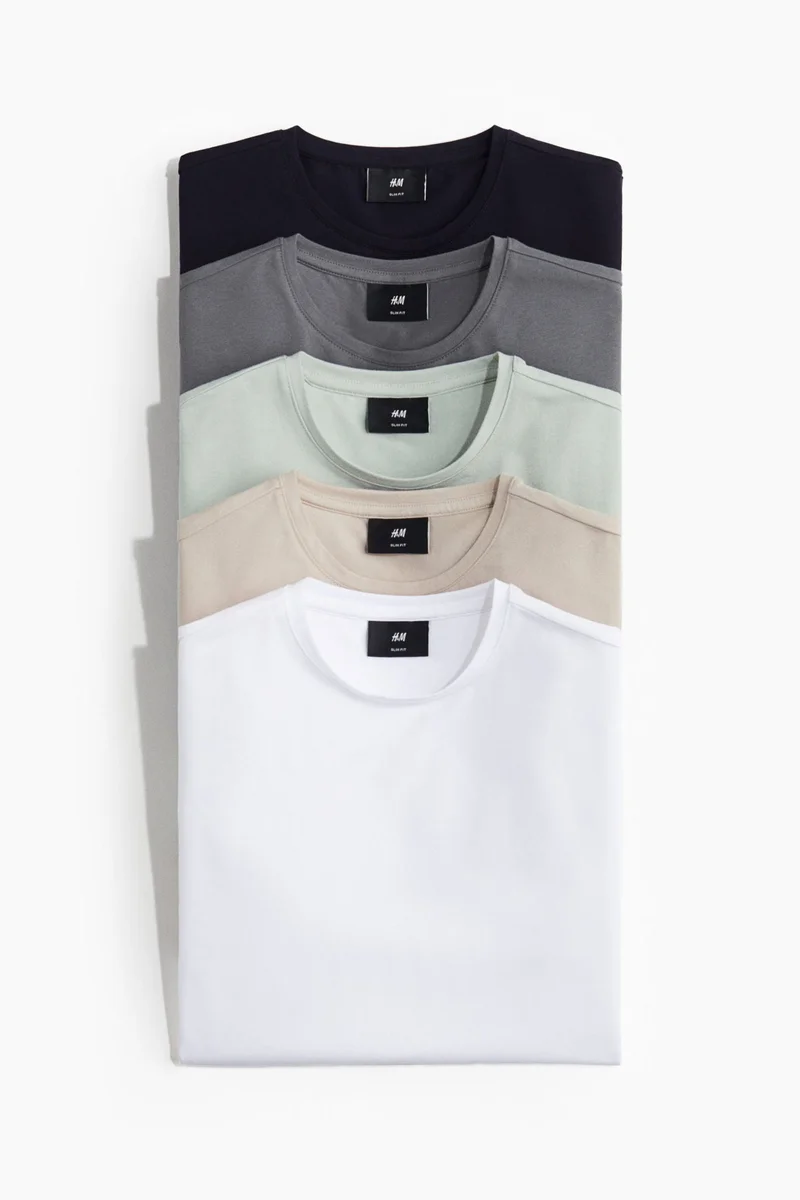 H&M 5-pack T-shirts Slim fit