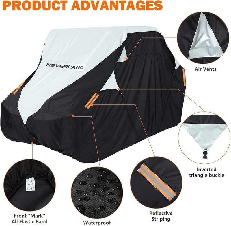 NEVERLAND UTV Cover Heavy Duty - Side by Side Cover with 300D Oxford Material Compatible with Polaris RZR Yamaha Rhino Can-Am Defender Honda Pioneer Kawasaki Mule Teryx 2-3 Passenger(Up to 125" L) - Image 4