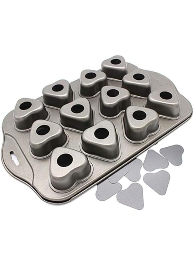 سبيس شوب قالب كب كيك صغير غير لاصق على شكل قلب بسعة 12 كوبًا مع قاعدة قابلة للإزالة - Image 2