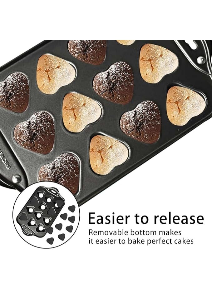 سبيس شوب قالب كب كيك صغير غير لاصق على شكل قلب بسعة 12 كوبًا مع قاعدة قابلة للإزالة - Image 4