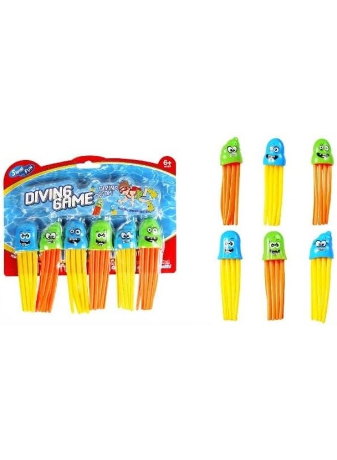 Mondo Diving Speedy Squid Toys Set of 6 Pieces Kids Pool Diving Toys Underwater Sink Toys for Swimming Training Fun Colourful Squid Water Toys for Beach Pool Summer Play - Image 3