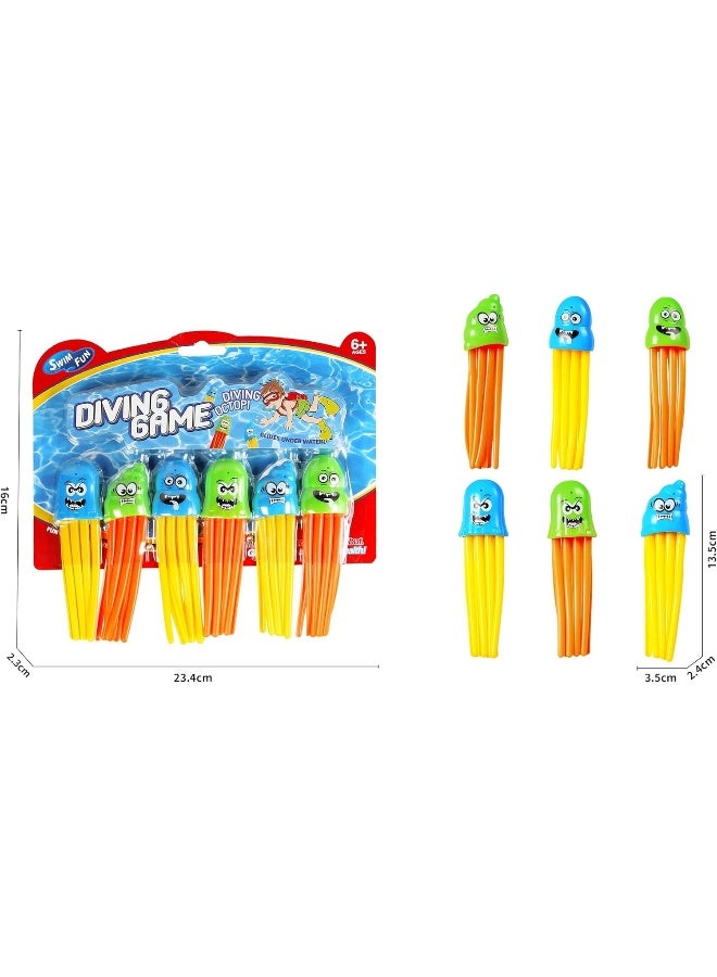 Mondo Diving Speedy Squid Toys Set of 6 Pieces Kids Pool Diving Toys Underwater Sink Toys for Swimming Training Fun Colourful Squid Water Toys for Beach Pool Summer Play - Image 2