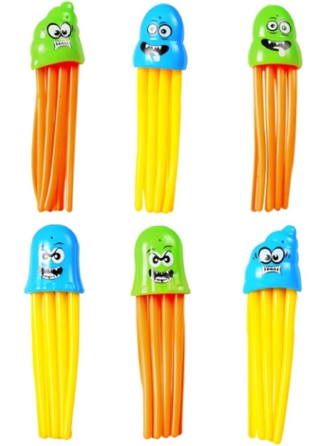Mondo Diving Speedy Squid Toys Set of 6 Pieces Kids Pool Diving Toys Underwater Sink Toys for Swimming Training Fun Colourful Squid Water Toys for Beach Pool Summer Play - Image 1