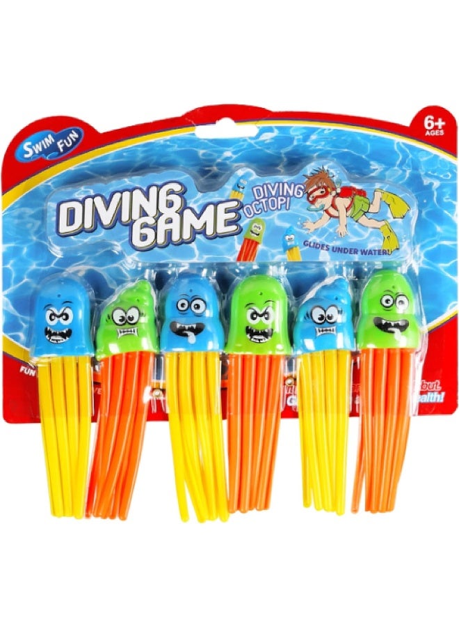 Mondo Diving Speedy Squid Toys Set of 6 Pieces Kids Pool Diving Toys Underwater Sink Toys for Swimming Training Fun Colourful Squid Water Toys for Beach Pool Summer Play - Image 4