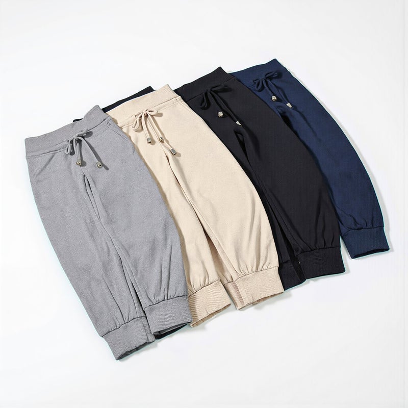 Womens Knit Capri Pants Soft Cotton Blend Drawstring Waist Pockets Athletic Lounge M Gray - Image 5