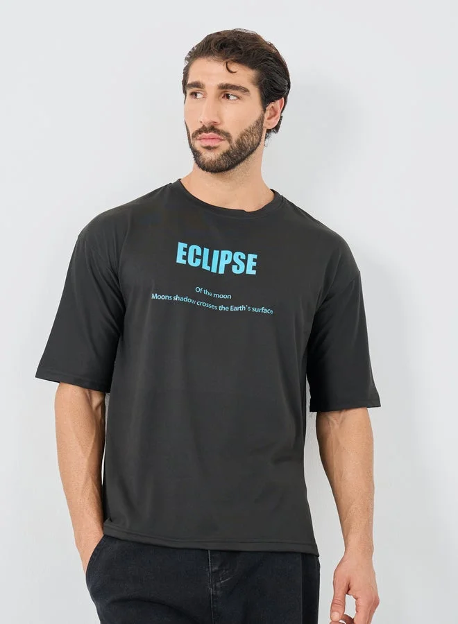 Styli Graphic Print Round Neck Oversized T-Shirt