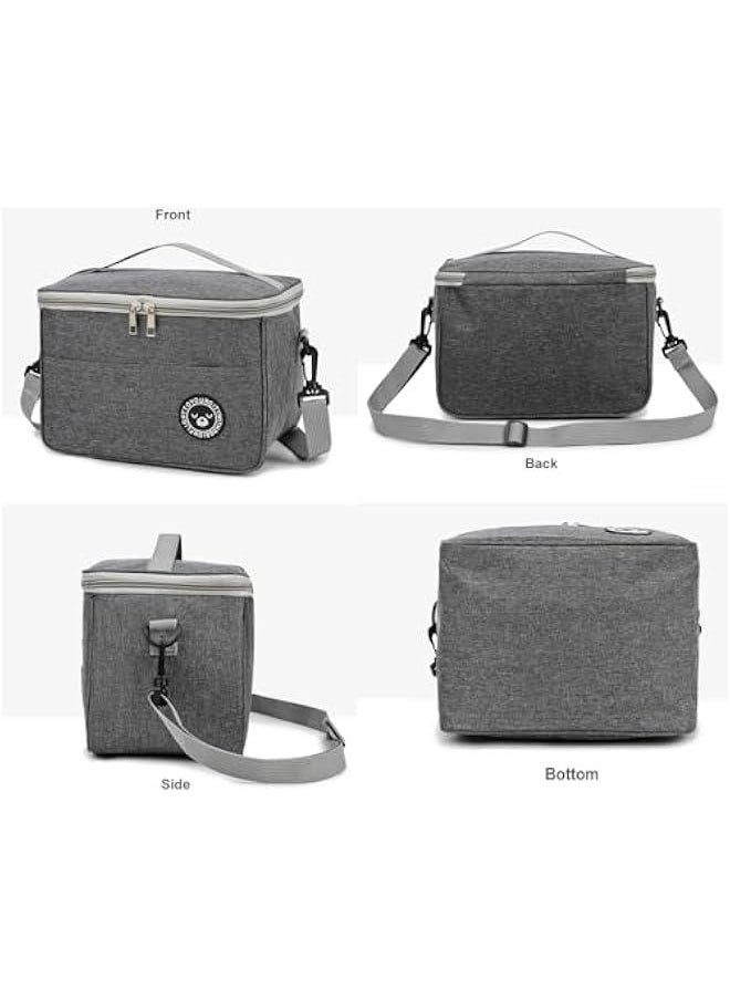 HOOKOR - Lunch Bag, Insulated Lunch Bags Cooler Bag Thermal Lunch Tote Bags for Men Women 13L Cool Bag Waterproof Leak-Proof for Outdoor, Beach, Camping, BBQ, Travel (Grey) - Image 1