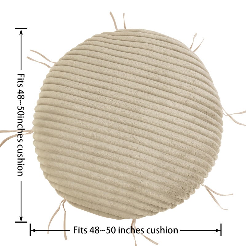 HOMBYS Fluffy Shaggy Cover for Papasan Chair Cushion, Plush Faux Fur Slipcover ONLY, (Without Cushion) Removable Soft Papasan Cushion Covers with 8 Ties, (Khaki, 55"x55") - Image 2