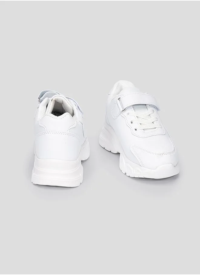 babyqlo White School Sport Shoes with Velcro for Kids