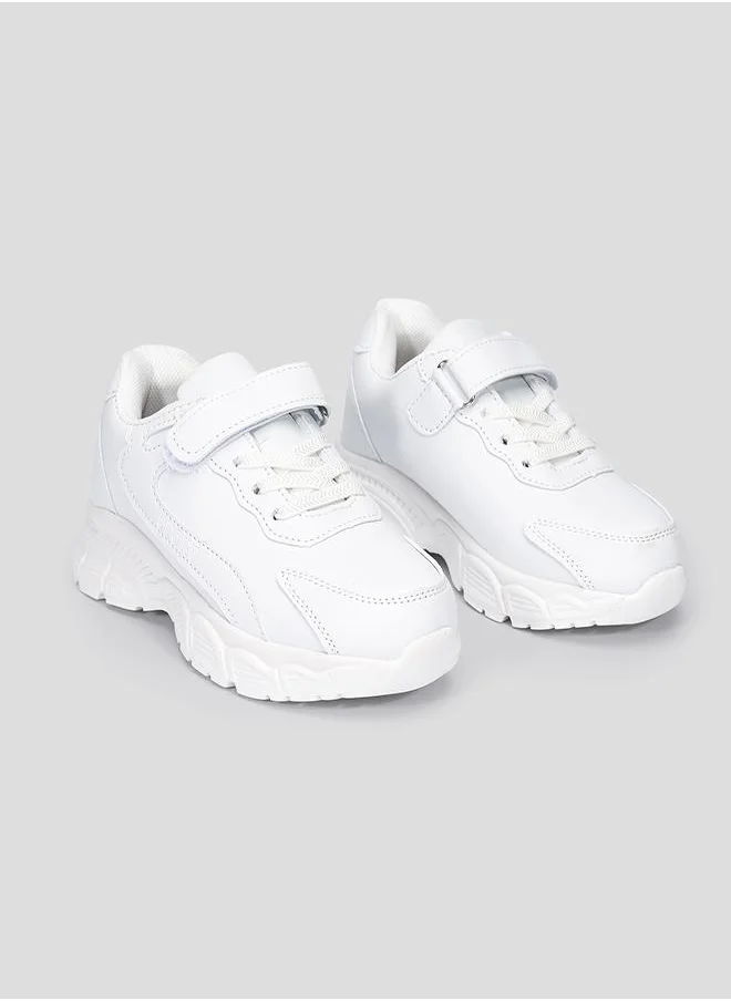 babyqlo White School Sport Shoes with Velcro for Kids
