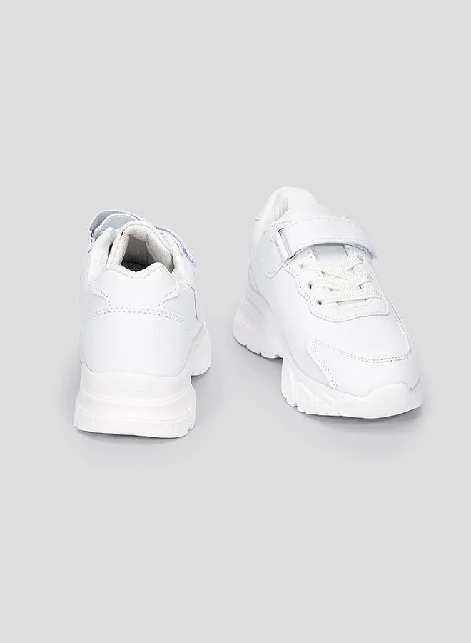 babyqlo White School Sport Shoes with Velcro for Kids