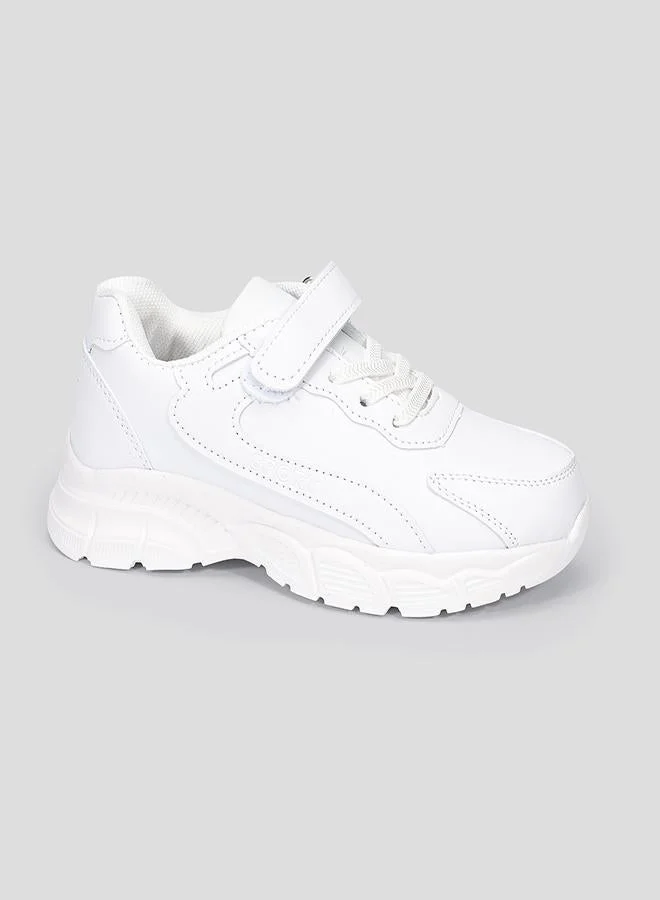babyqlo White School Sport Shoes with Velcro for Kids