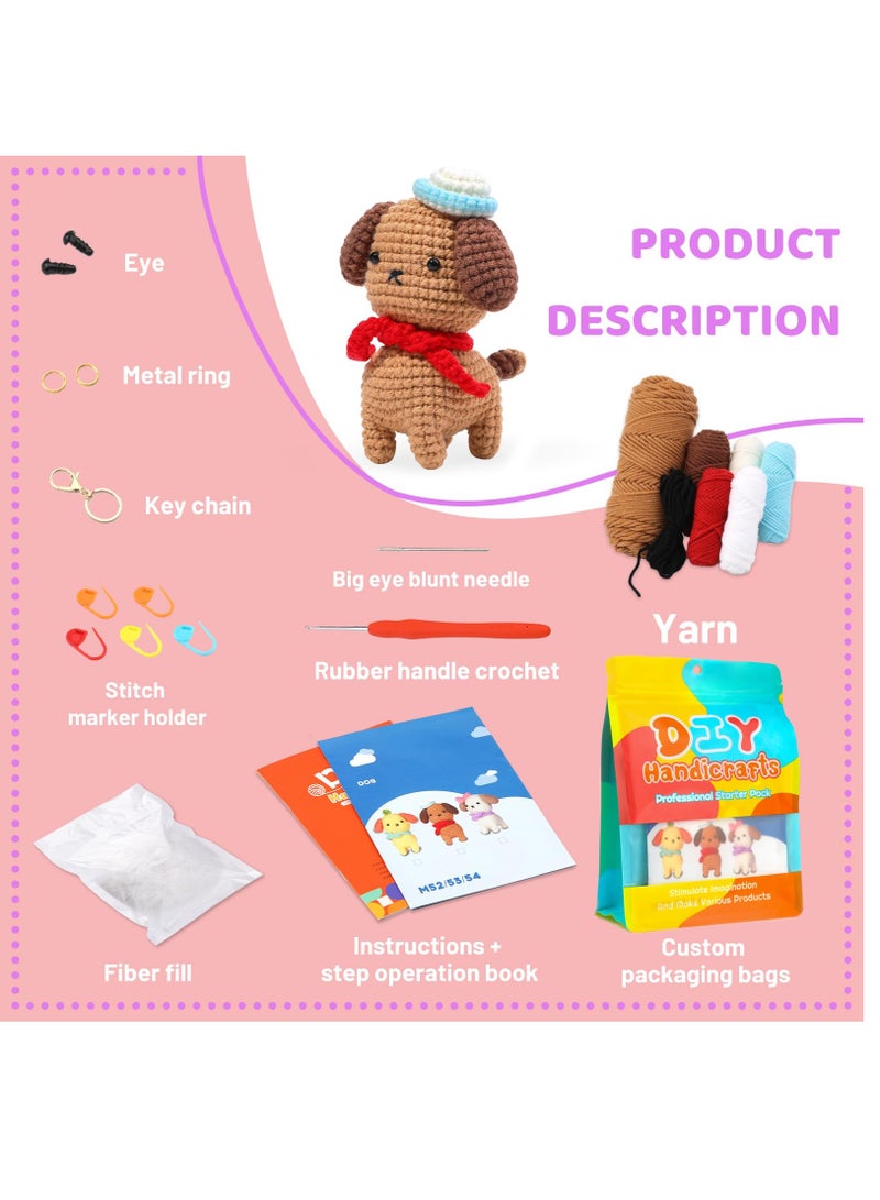 Beginner Crochet Kit with Puppy Plush, Yarn, Storage Bag, Keychain and Video Guide for Easy Learning - Image 2