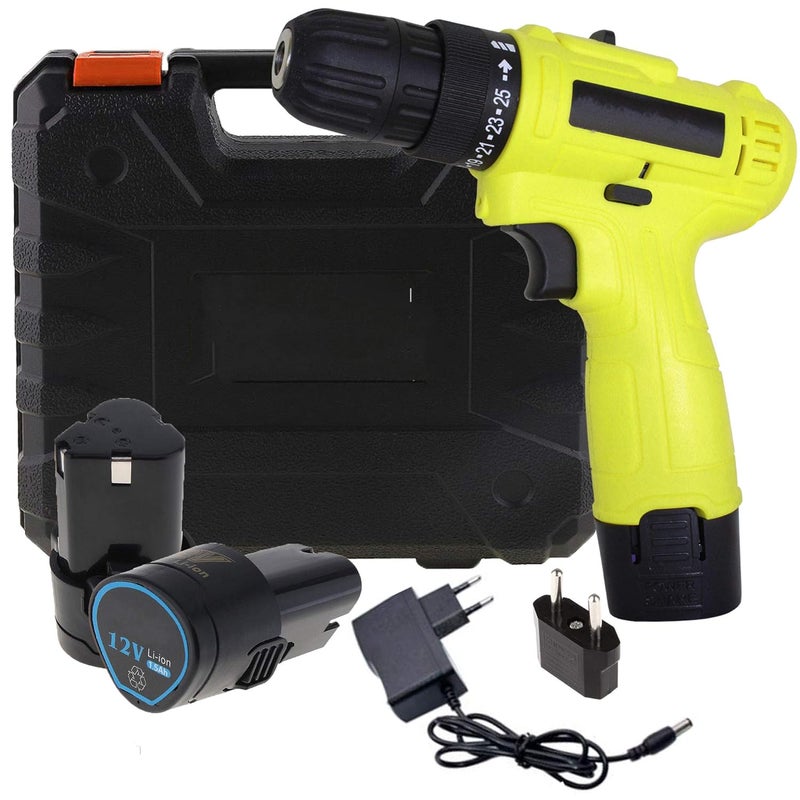 MLD cordless screwdriver drilling machine 10mm keyless chuck screw gun with reverse forward variable speed torque setting wireless 12v drill screw gun (10 mm/12v/1350Rpm/230v/Multicolor/Plastic) - Image 1