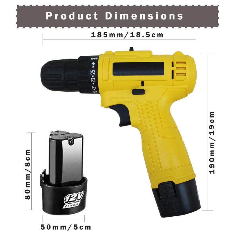 MLD cordless screwdriver drilling machine 10mm keyless chuck screw gun with reverse forward variable speed torque setting wireless 12v drill screw gun (10 mm/12v/1350Rpm/230v/Multicolor/Plastic) - Image 3