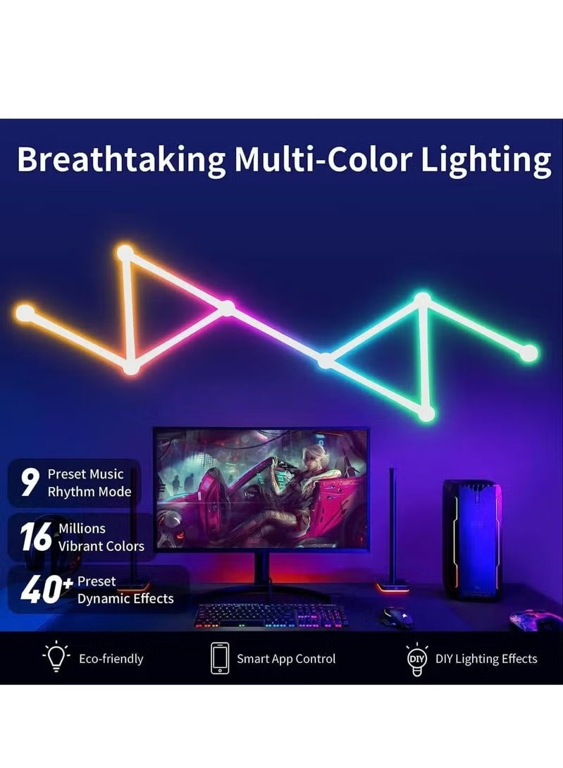 يو إل اتش واي سي 9 خطوط إضاءة LED، خطوط إضاءة حائط LED ذكية، 16 مليون لون LED، قابلة للتعتيم، مزامنة الموسيقى، غرفة الألعاب، غرفة النوم، ديكور حائط المنزل LED، مجموعة أشرطة إضاءة تعمل بالبلوتوث، إضاءة حائط ذكية بلاستيكية متعددة الألوان 10 × 10 × 10 سم - Image 2