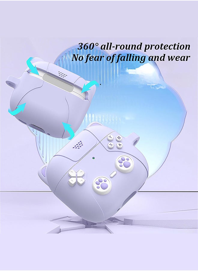 O Ozone Cute Case For AirPods 4 Case Cover (2024) ,3D Cartoon Soft Silicone Wireless Charging Shockproof Protective Cover With Keychain  -Purple  - Image 3