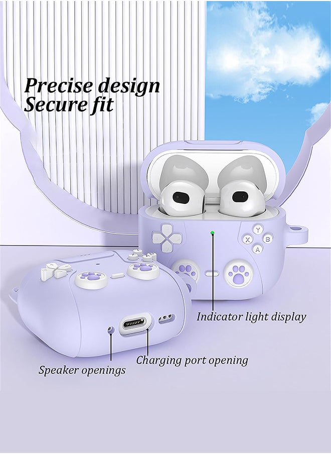 O Ozone Cute Case For AirPods 4 Case Cover (2024) ,3D Cartoon Soft Silicone Wireless Charging Shockproof Protective Cover With Keychain  -Purple  - Image 2