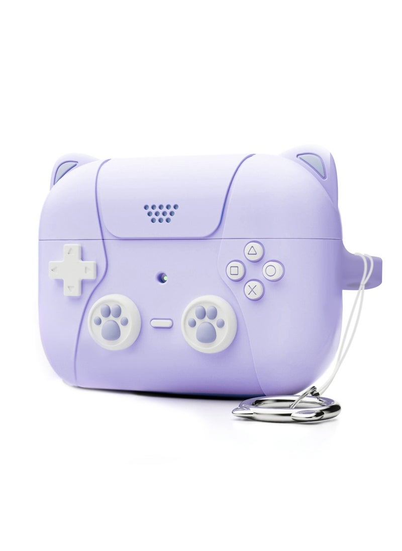 O Ozone Cute Case For AirPods 4 Case Cover (2024) ,3D Cartoon Soft Silicone Wireless Charging Shockproof Protective Cover With Keychain  -Purple  - Image 1