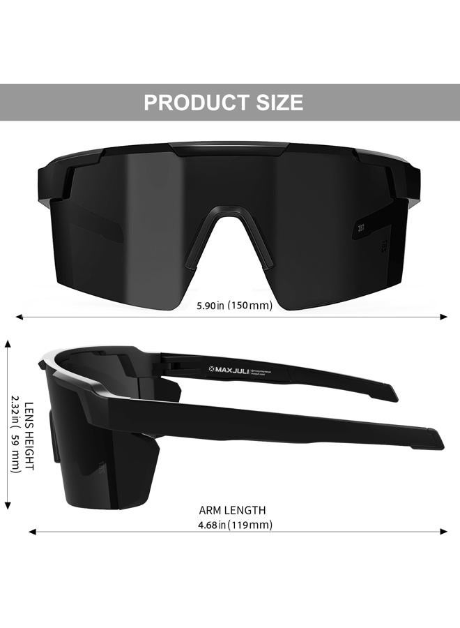 MAXJULI XL Z87 Sunglasses for Big Wide Heads Men TR90 Ultralight UV400 Protection Glasses Z8225, Black/Super Dark, X-Large - Image 4