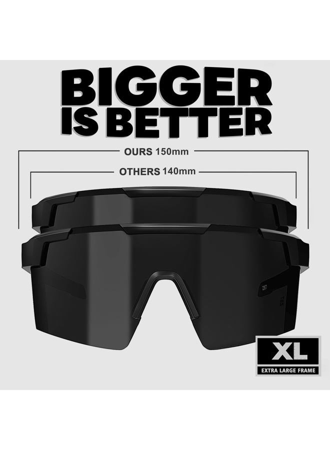 MAXJULI XL Z87 Sunglasses for Big Wide Heads Men TR90 Ultralight UV400 Protection Glasses Z8225, Black/Super Dark, X-Large - Image 2