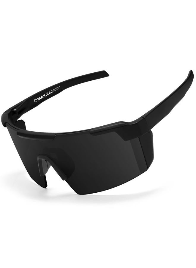 MAXJULI XL Z87 Sunglasses for Big Wide Heads Men TR90 Ultralight UV400 Protection Glasses Z8225, Black/Super Dark, X-Large - Image 1