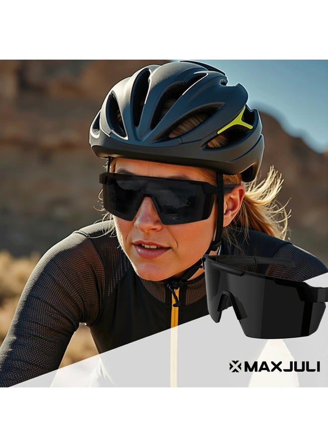 MAXJULI XL Z87 Sunglasses for Big Wide Heads Men TR90 Ultralight UV400 Protection Glasses Z8225, Black/Super Dark, X-Large - Image 3