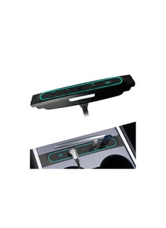 Tesla USB Hub with Digital Display and Colorful LED Light - Multi-Port Car Charger for Model 3 and Model Y Accessories, Perfect for Center Console Use.
