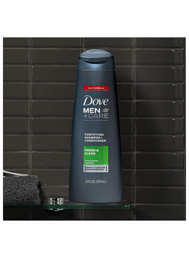 Dove Men+Care 2 in 1 Shampoo and Conditioner Fresh and Clean,12 Fl Oz (Pack of 2) - Image 4