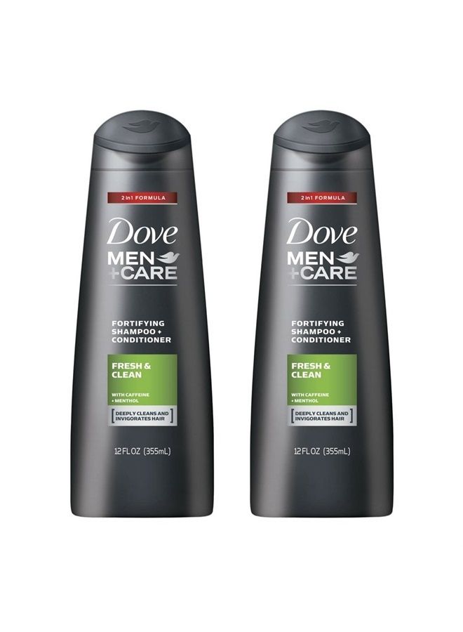 Dove Men+Care 2 in 1 Shampoo and Conditioner Fresh and Clean,12 Fl Oz (Pack of 2) - Image 1