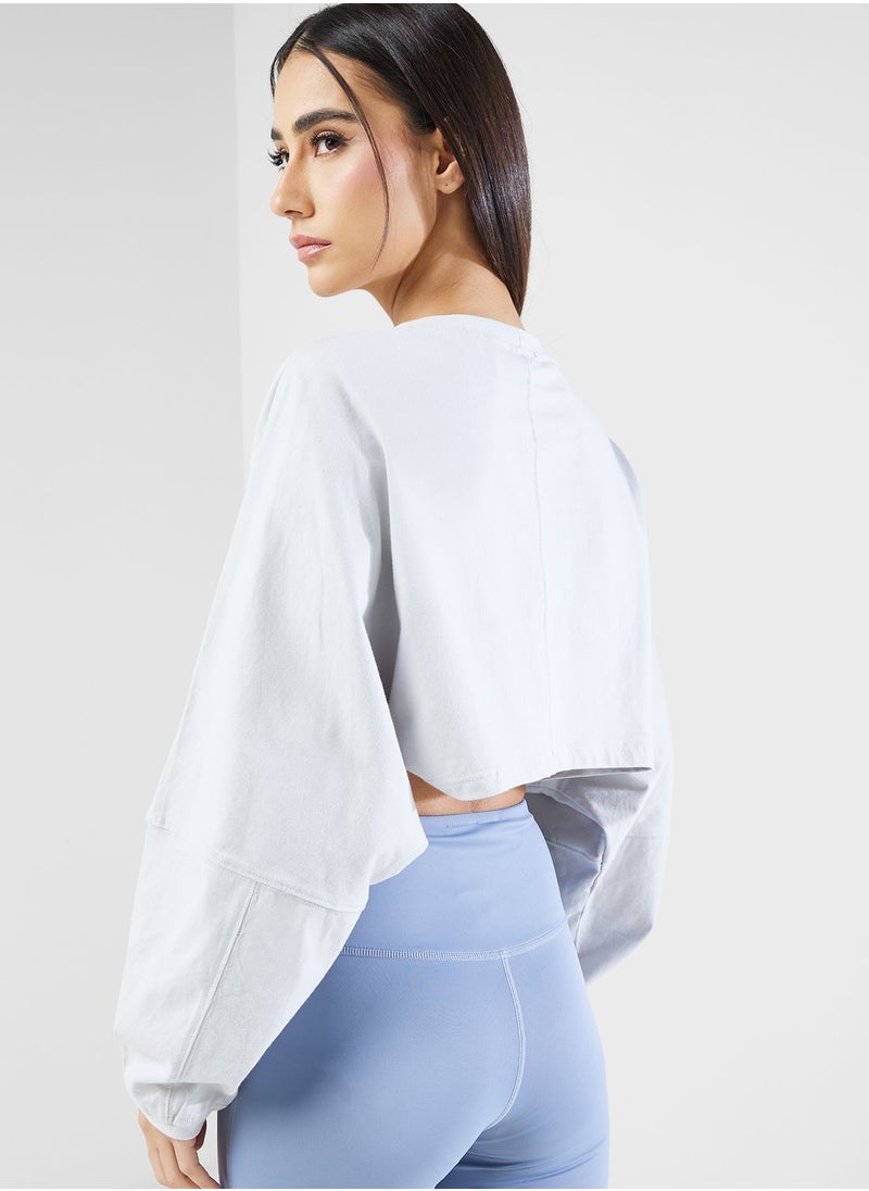 FRWD - Cropped Tie Waist Detail Sweatshirt - Image 1