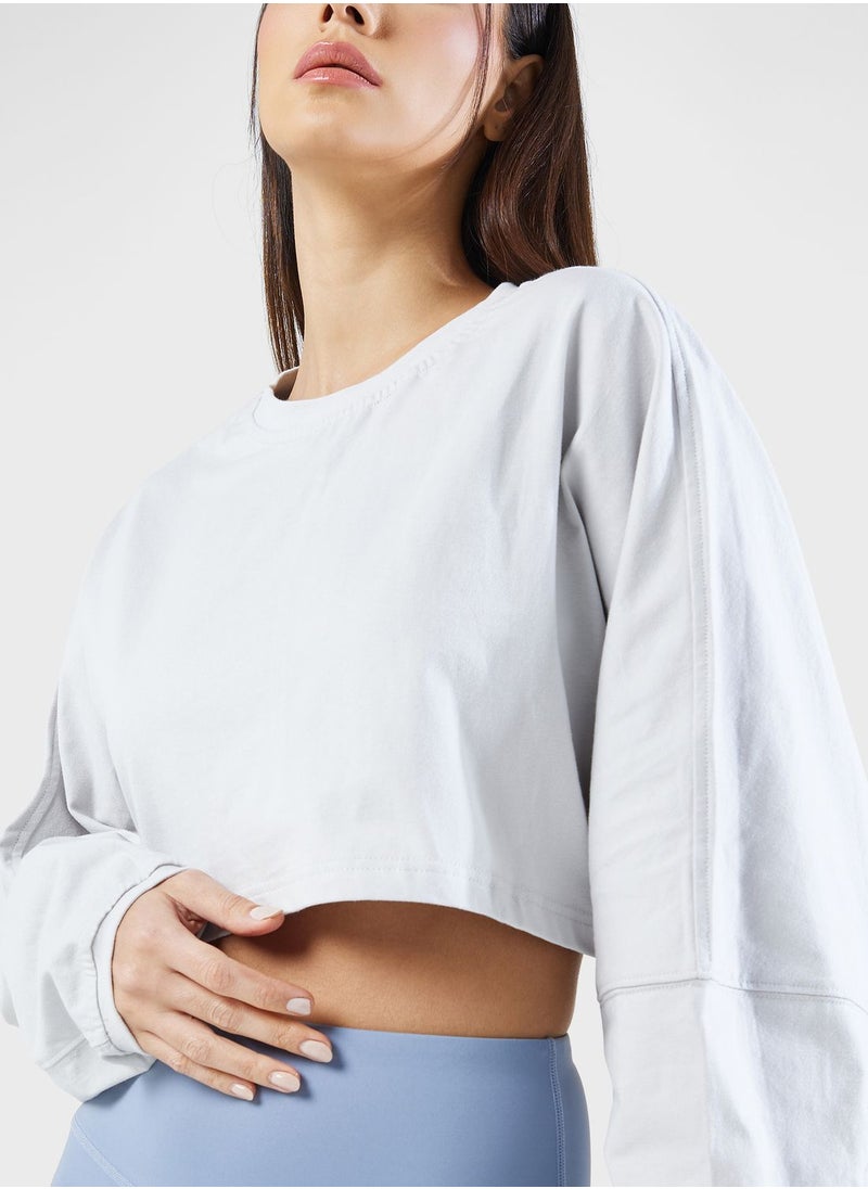 FRWD - Cropped Tie Waist Detail Sweatshirt - Image 1