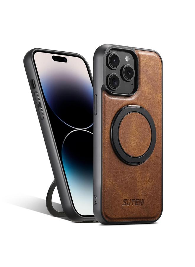 Suteni Case For iPhone 14 Pro Max G3 Oil Wax 360 Rotation Holder MagSafe Back Phone Case - Image 1