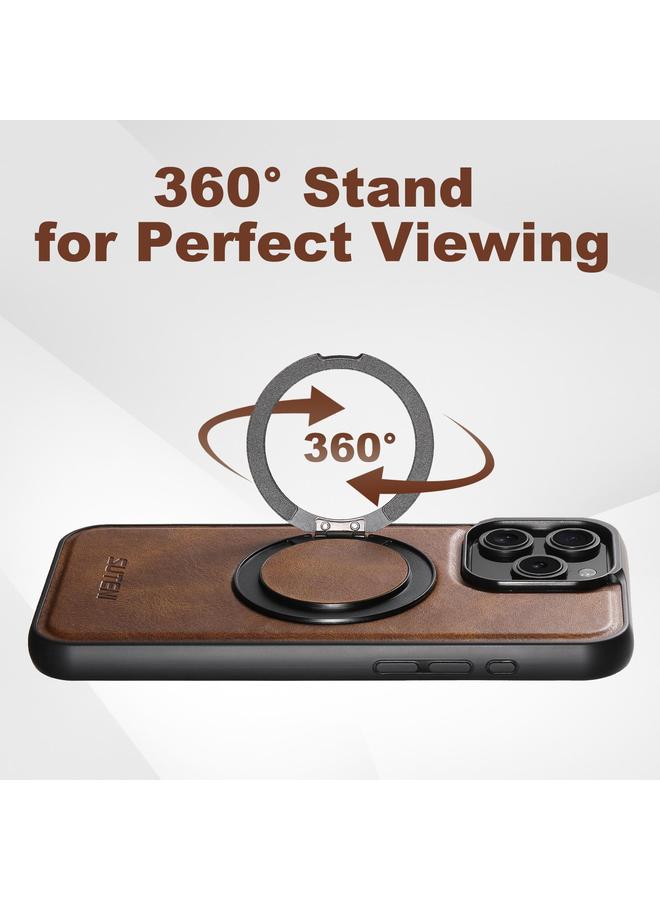 Suteni Case For iPhone 14 Pro Max G3 Oil Wax 360 Rotation Holder MagSafe Back Phone Case - Image 2