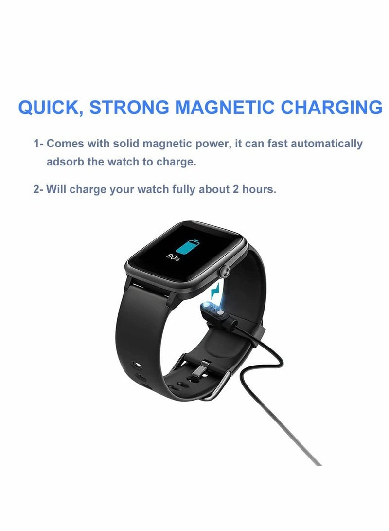 KASTWAVE شاحن ساعة ذكية، كابل شحن ساعة ذكية مغناطيسي ثنائي الدبابيس، متوافق مع YAMAY VeryFitPro SW023 ID205L SW021 ID205U ID205S SW025 Uwatch 3S 3 2 2S - Image 2
