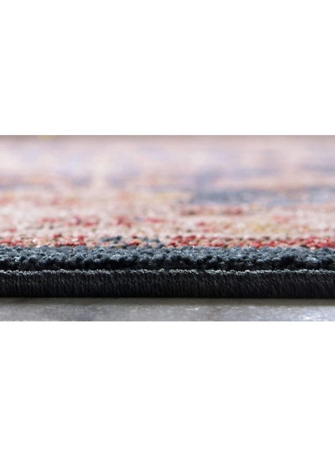 Unique Loom Utopia Collection Traditional Classic Vintage Inspired Area Rug With Warm Hues 2' X 6' 1 Runner Light Blue/Burgundy - Image 4