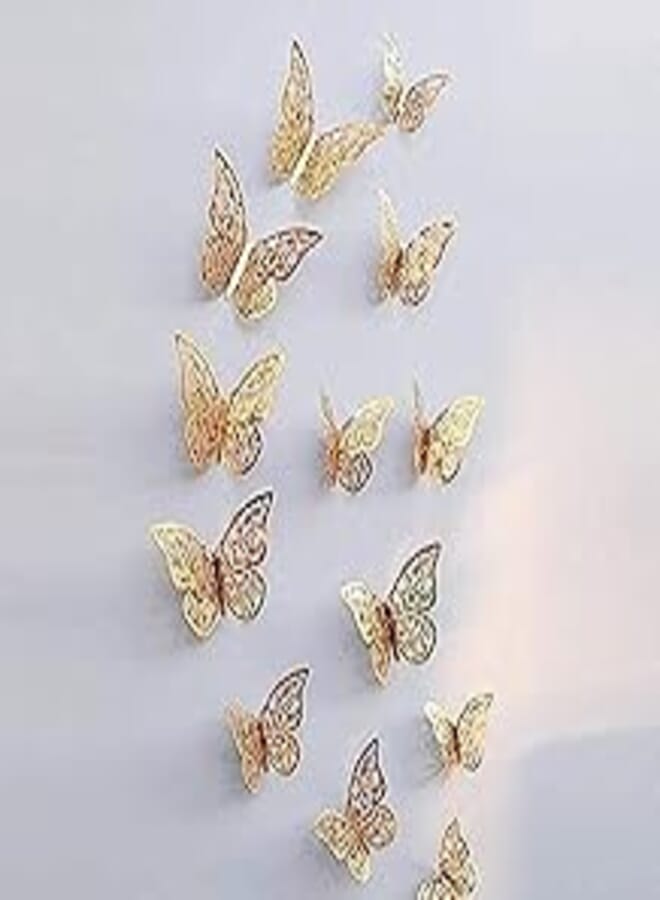 OR 3D Gold Butterfly Wall Stickers 12 Pieces
