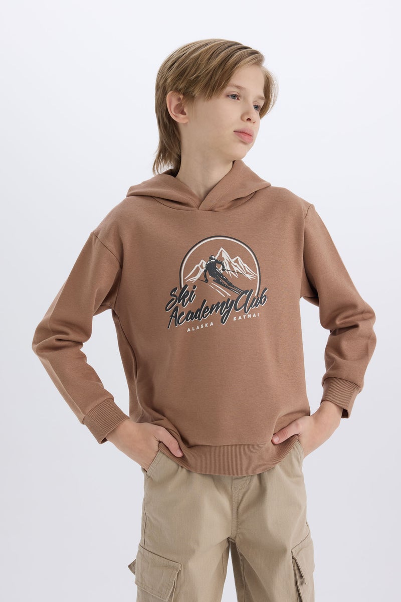 DeFacto Brown Boy Boy Printed Hoodie Casual - Image 3