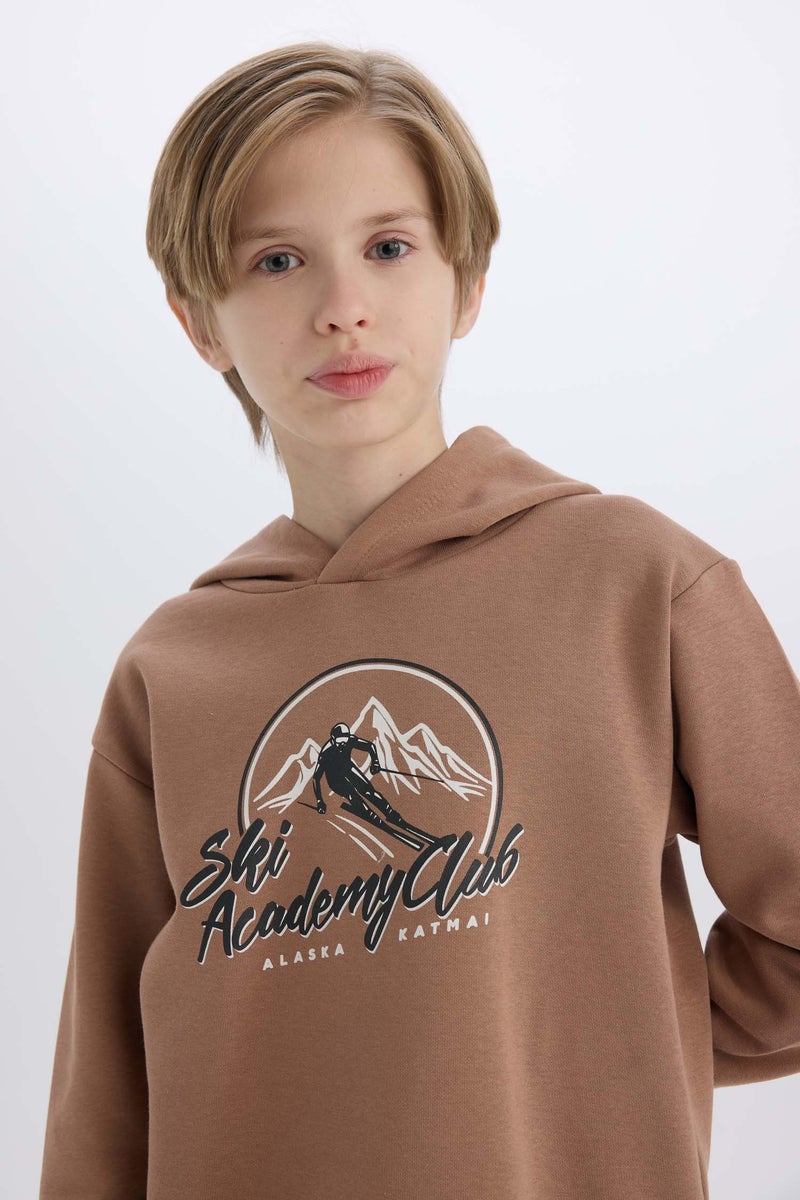 DeFacto Brown Boy Boy Printed Hoodie Casual - Image 4