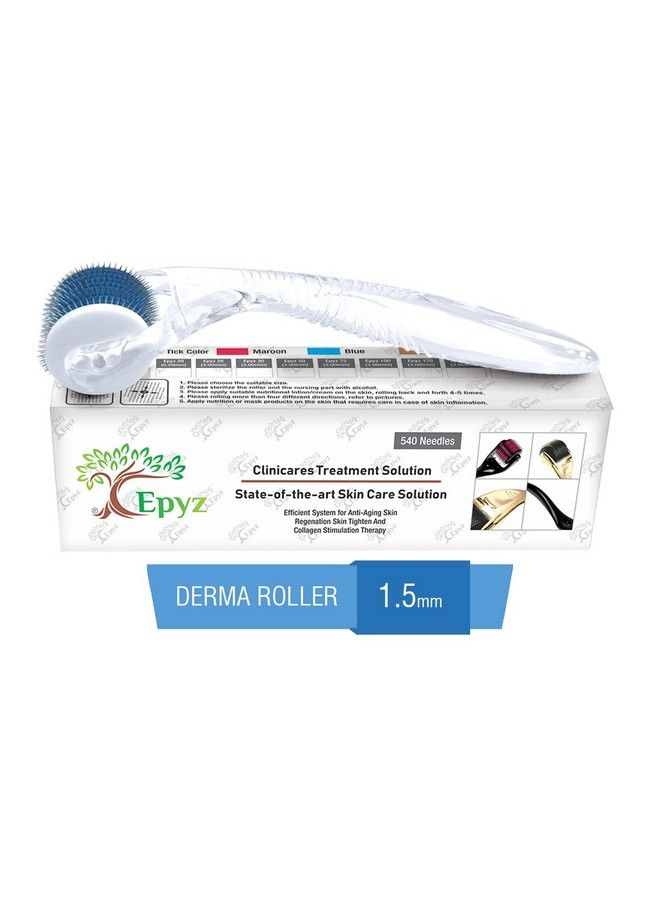 Epyz New Model Derma Roller Cosmetic Micro Needling Instrument With 540 Needles For Acne Skin Hair Loss With Free Storage Case [ Transparent Pack Of 1] (Trans. Blue 1.5Mm) - Image 2